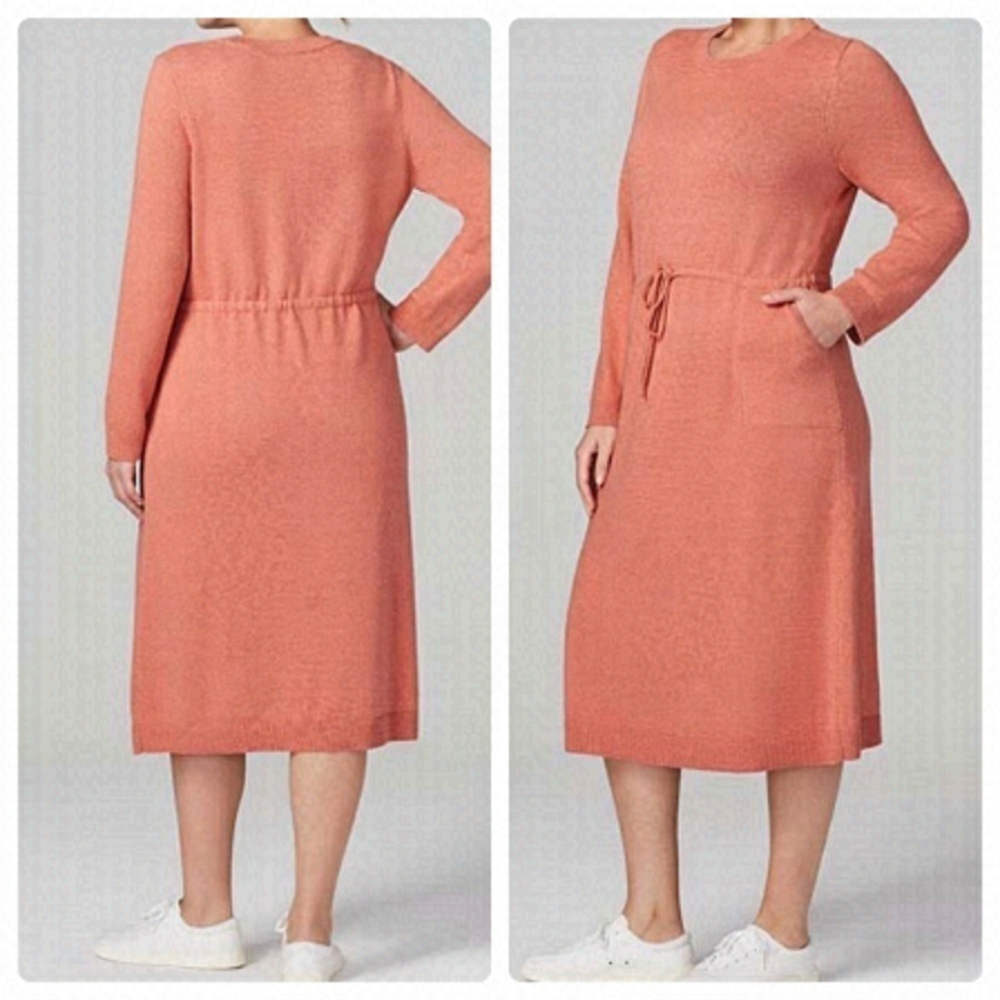 𝅺new Pure Jill Orange Knit Drawstring Sweater Dress US XS